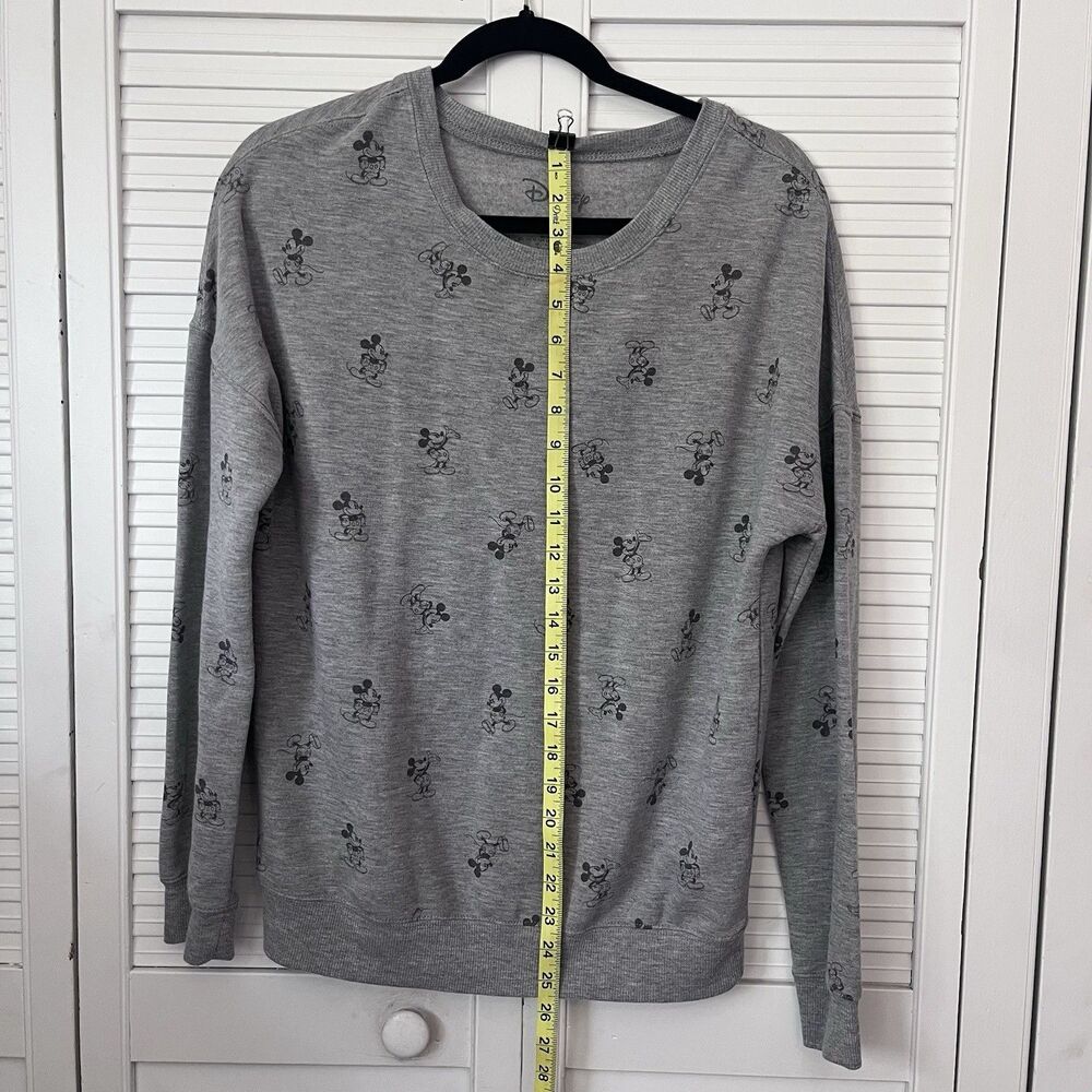 Disney Mickey Mouse Medium Sweatshirt Women Gray Allover Print Crewneck Pullover